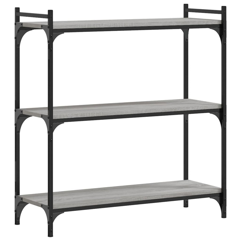 vidaXL 3 szintes szürke sonoma szerelt fa könyvespolc 80 x 30 x 86 cm