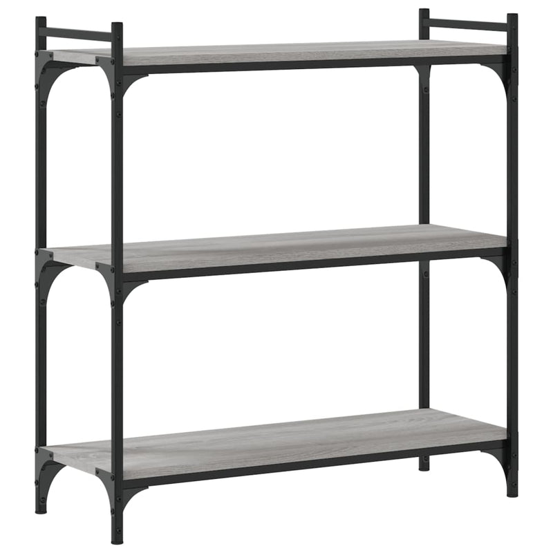 vidaXL 3 szintes szürke sonoma szerelt fa könyvespolc 80 x 30 x 86 cm