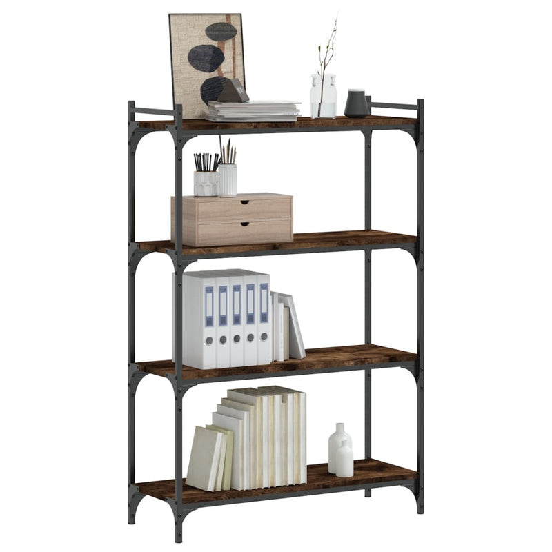 vidaXL 4 szintes füstös tölgy szerelt fa könyvespolc 80 x 30 x 120 cm