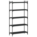 vidaXL 5 szintes fekete szerelt fa könyvespolc 80 x 30 x 154 cm