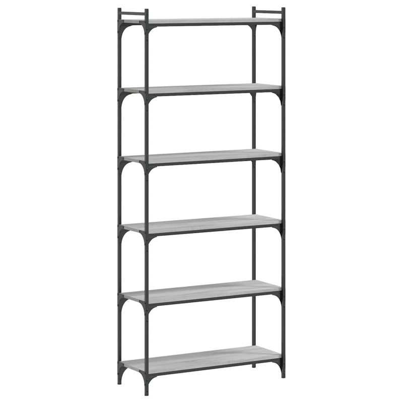 vidaXL 6 szintes szürke sonoma szerelt fa könyvespolc 80 x 30 x 188 cm