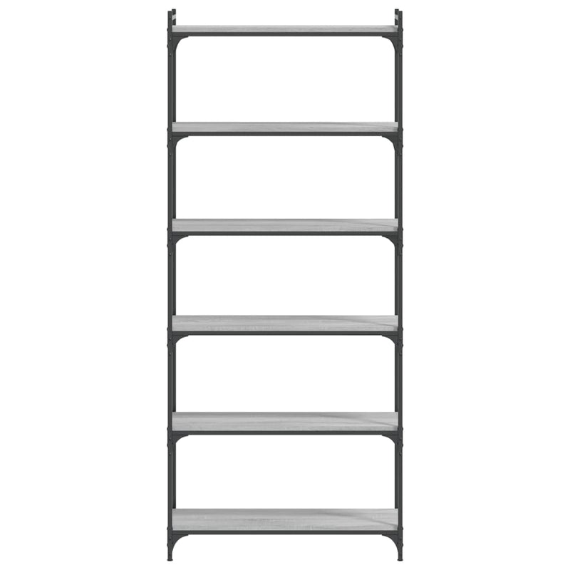 vidaXL 6 szintes szürke sonoma szerelt fa könyvespolc 80 x 30 x 188 cm