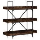 vidaXL 3-szintes füstös tölgy szerelt fa könyvespolc 100x33x108,5 cm