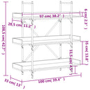 vidaXL 3-szintes füstös tölgy szerelt fa könyvespolc 100x33x108,5 cm