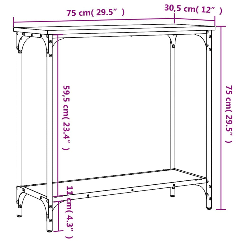 vidaXL füstös tölgy színű szerelt fa tálalóasztal 75 x 30,5 x 75 cm
