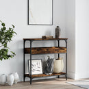 vidaXL füstös tölgy színű szerelt fa tálalóasztal polccal 75x29x75 cm