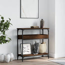 vidaXL barna tölgyszínű szerelt fa tálalóasztal polccal 75x29x75 cm