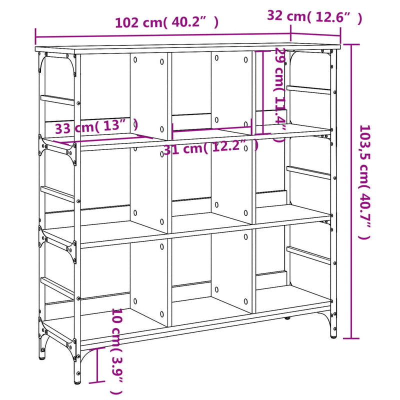 vidaXL sonoma tölgy színű szerelt fa tálalószekrény 102x32x103,5 cm