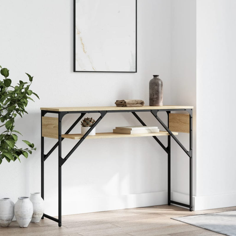 vidaXL sonoma tölgy színű szerelt fa tálalóasztal polccal 105x30x75 cm