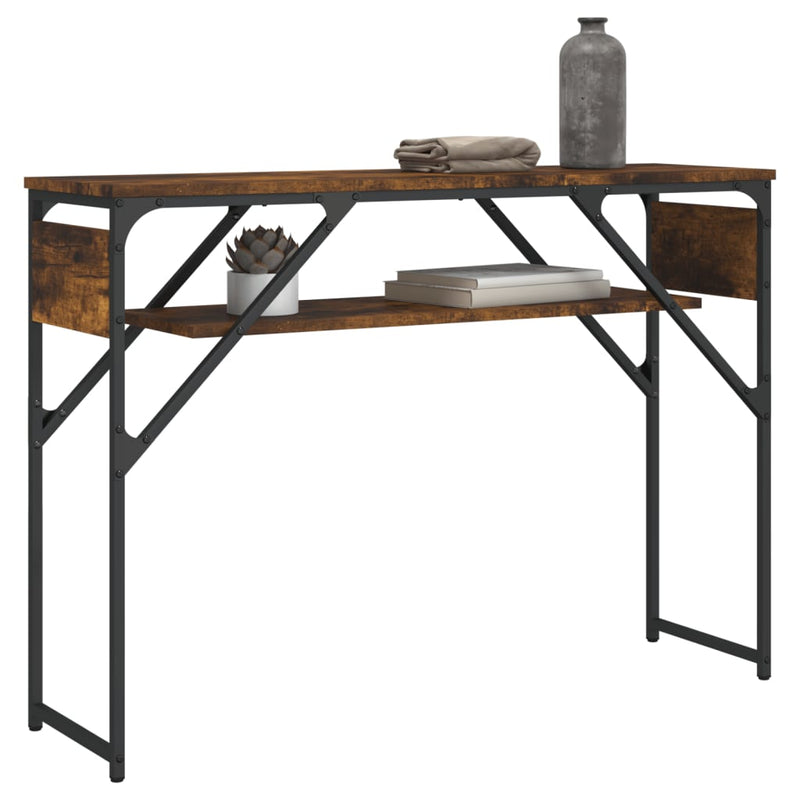 vidaXL füstös tölgy színű szerelt fa tálalóasztal polccal 105x30x75 cm