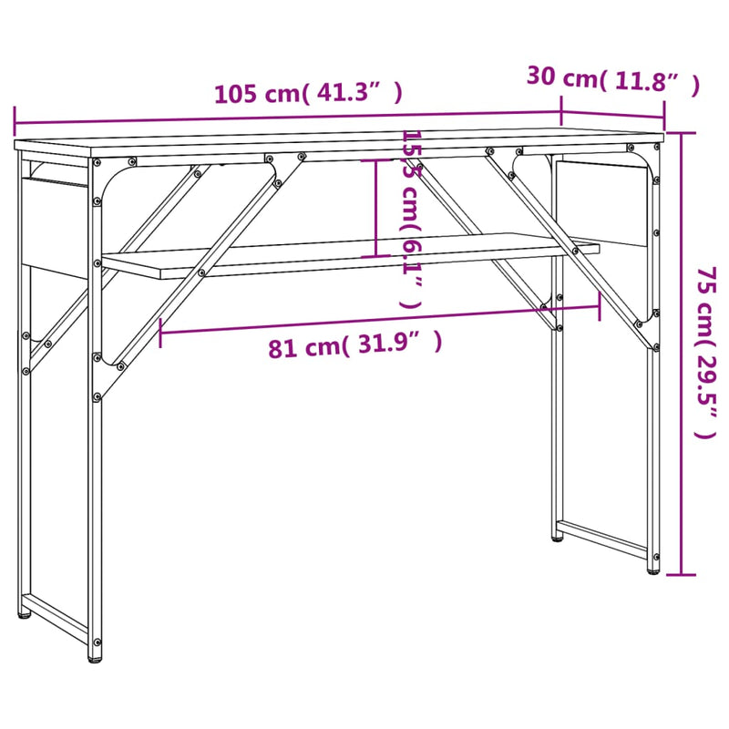vidaXL füstös tölgy színű szerelt fa tálalóasztal polccal 105x30x75 cm
