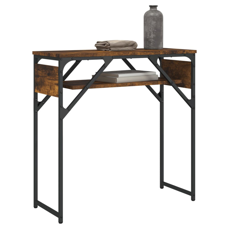 vidaXL füstös tölgy színű szerelt fa tálalóasztal polccal 75x30x75 cm