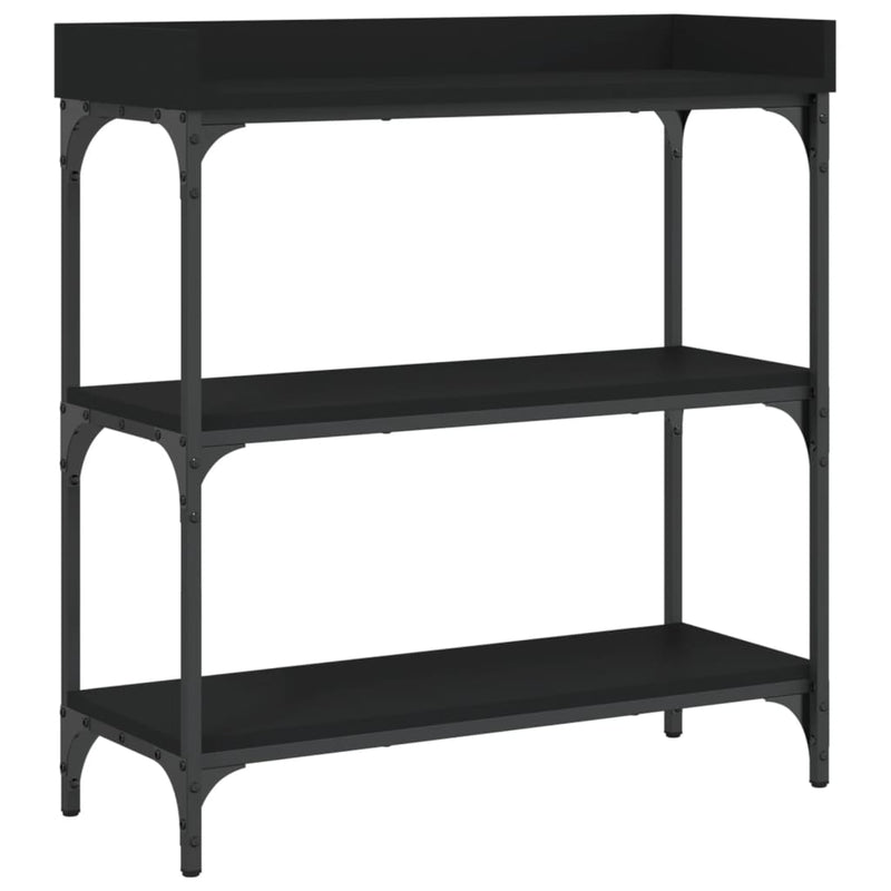 vidaXL fekete tálalóasztal polcokkal 75 x 30 x 80 cm