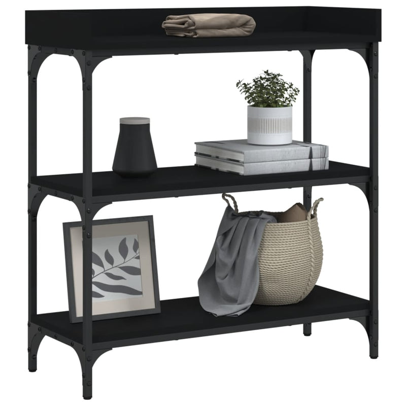 vidaXL fekete tálalóasztal polcokkal 75 x 30 x 80 cm