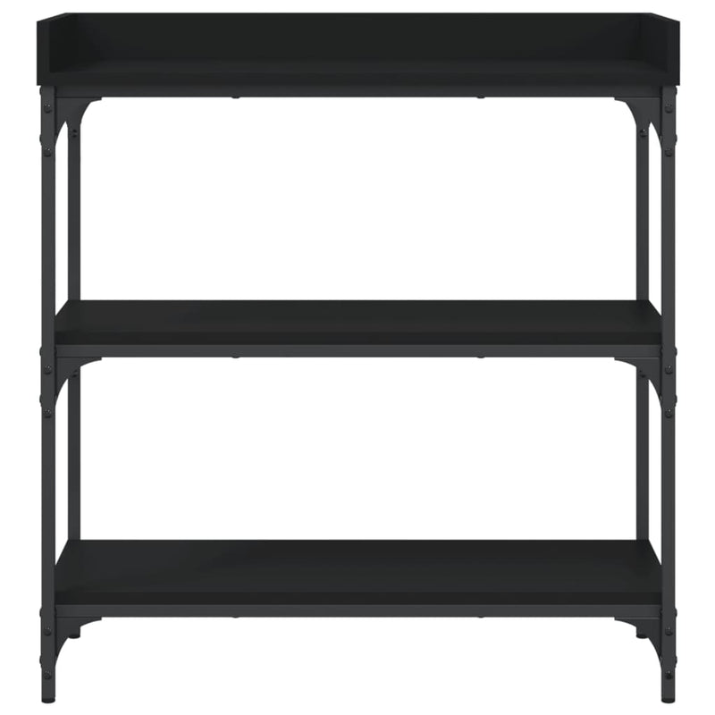 vidaXL fekete tálalóasztal polcokkal 75 x 30 x 80 cm