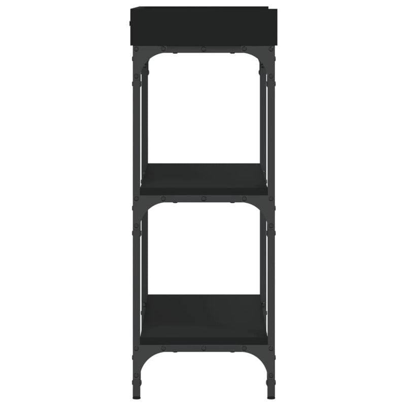 vidaXL fekete tálalóasztal polcokkal 75 x 30 x 80 cm