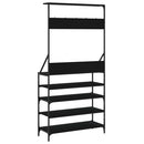 vidaXL fekete ruhafogas cipőpolccal 90x34x184 cm