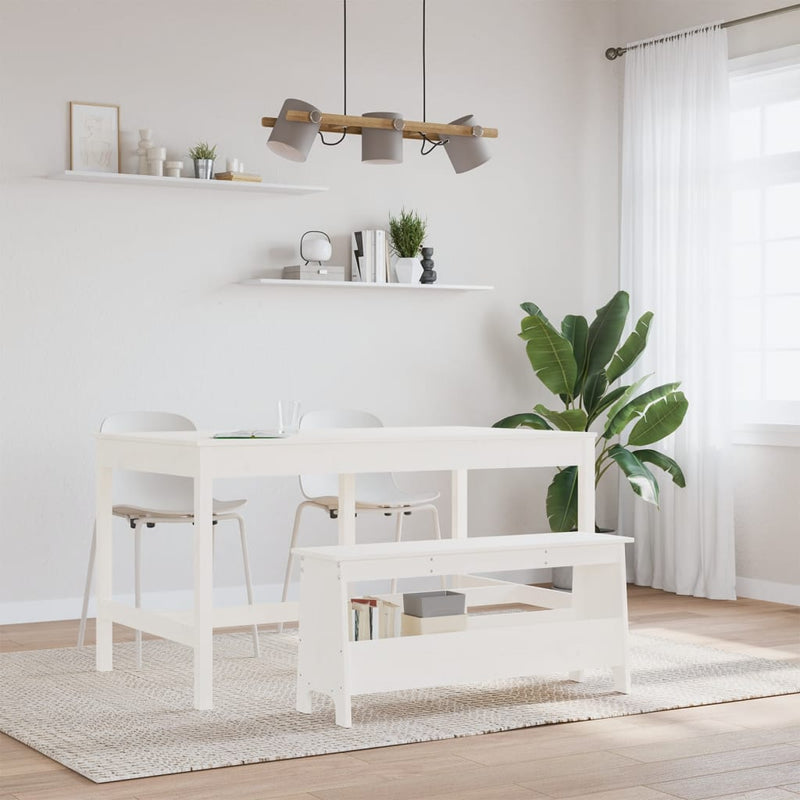 vidaXL fehér tömör fenyőfa előszoba pad 100x28x45 cm