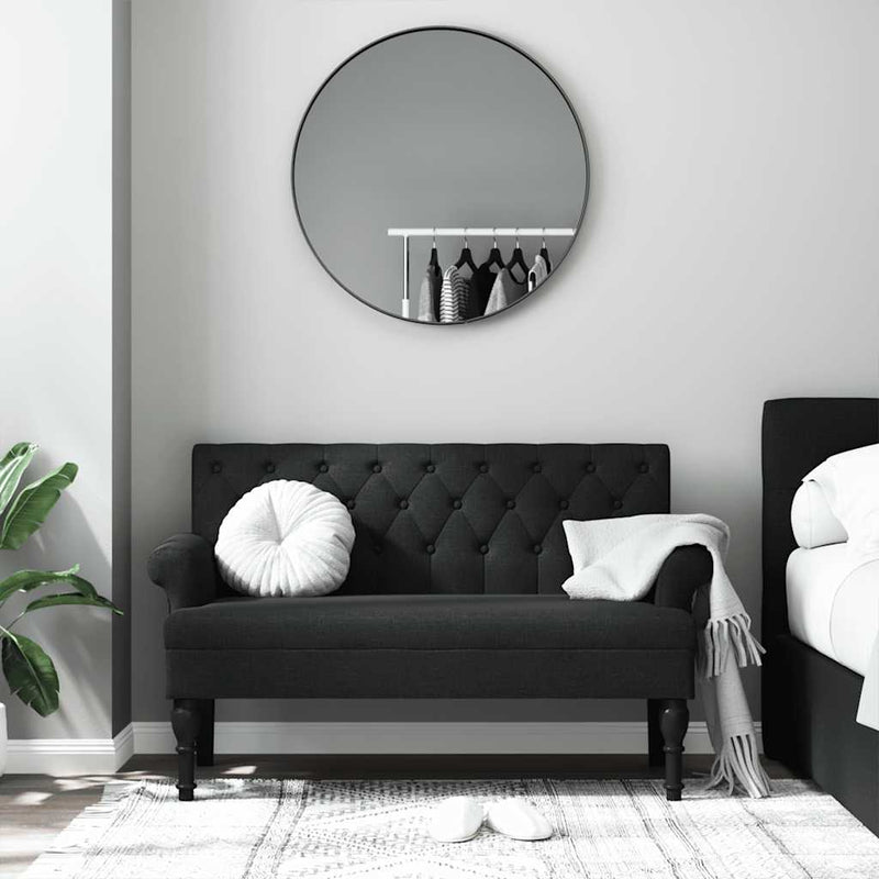 vidaXL fekete szövetpad háttámlával 120 x 62 x 75,5 cm