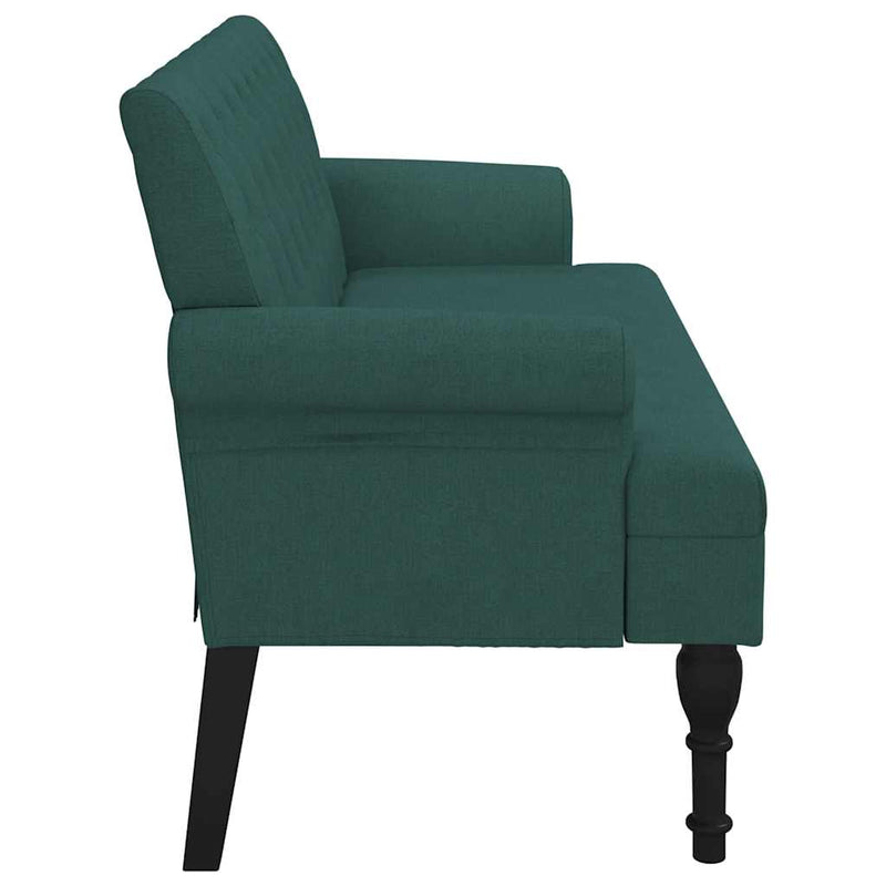 vidaXL sötétzöld szövetpad háttámlával 120 x 62 x 75,5 cm