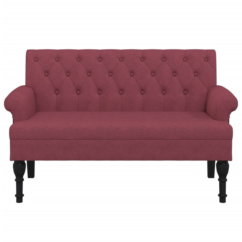 vidaXL bordó szövet pad háttámlával 120 x 62 x 75,5 cm