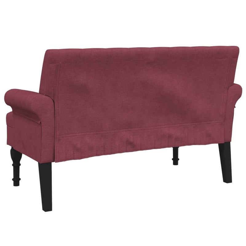vidaXL bordó szövet pad háttámlával 120 x 62 x 75,5 cm