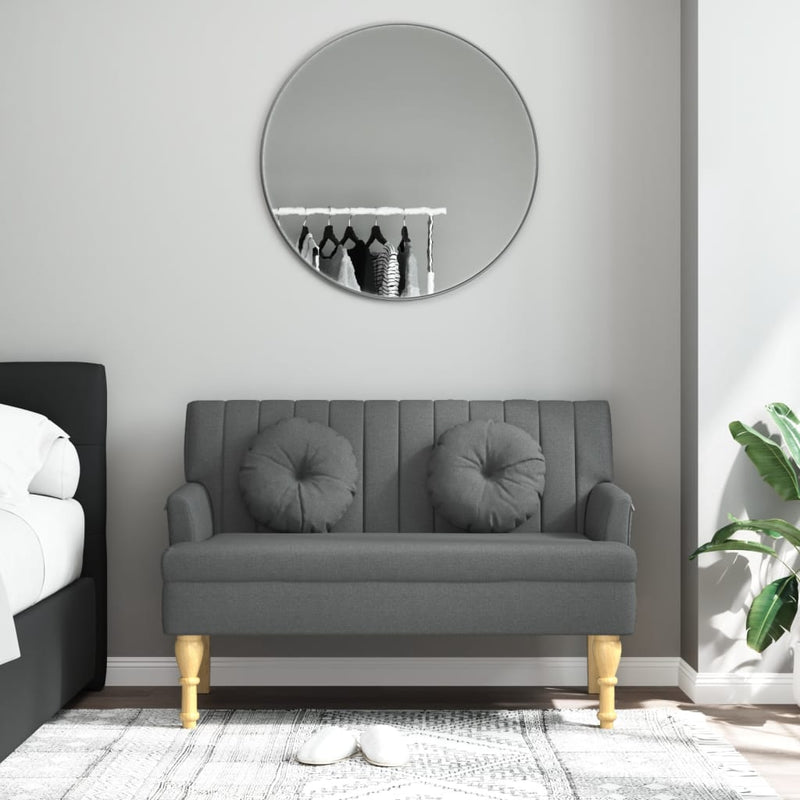 vidaXL sötétszürke szövetpad párnákkal 113x64,5x75,5 cm