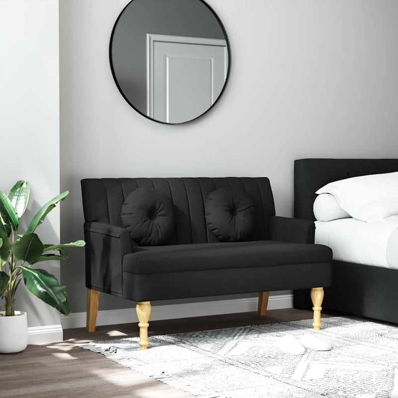 vidaXL fekete szövetpad párnákkal 113x64,5x75,5 cm