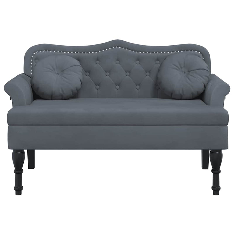 vidaXL sötétszürke bársony pad párnákkal 120,5 x 65 x 75 cm