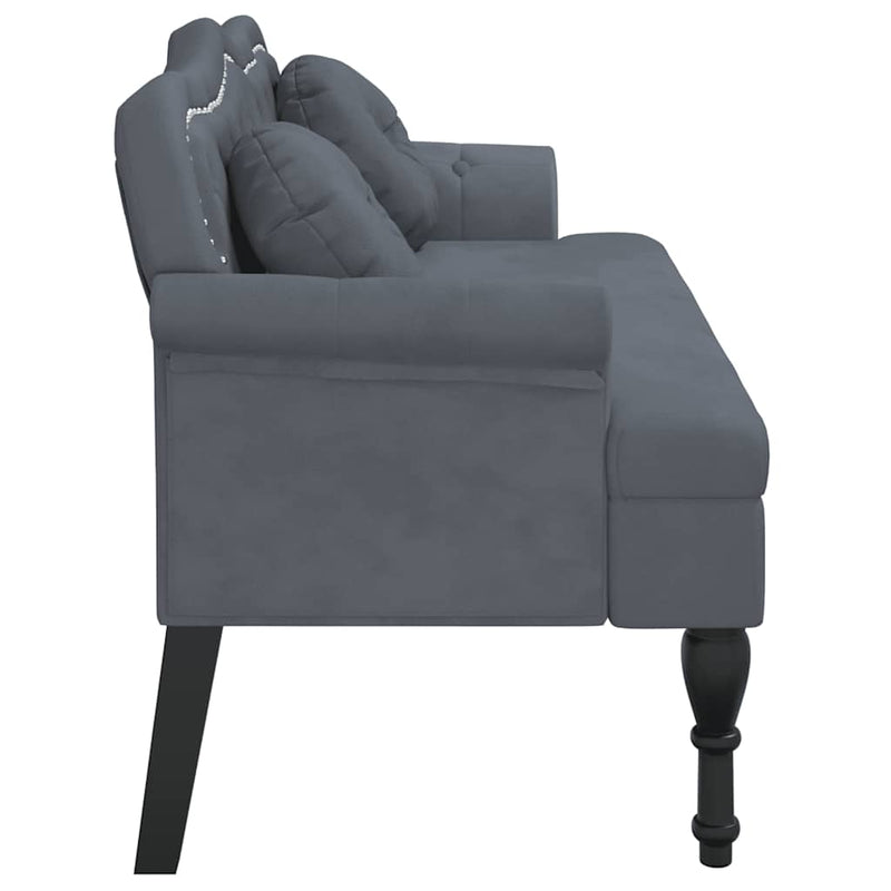 vidaXL sötétszürke bársony pad párnákkal 120,5 x 65 x 75 cm