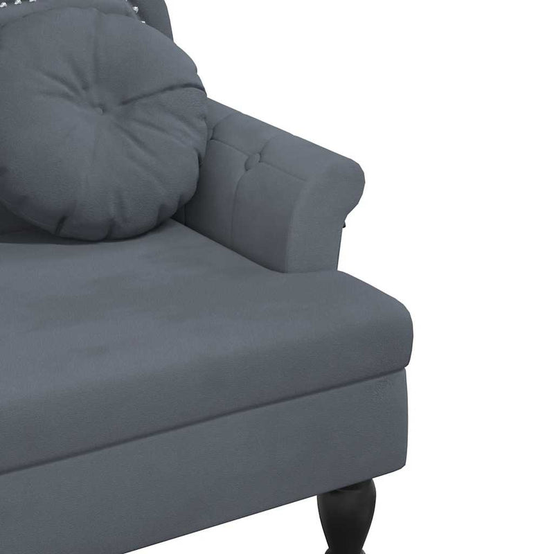 vidaXL sötétszürke bársony pad párnákkal 120,5 x 65 x 75 cm
