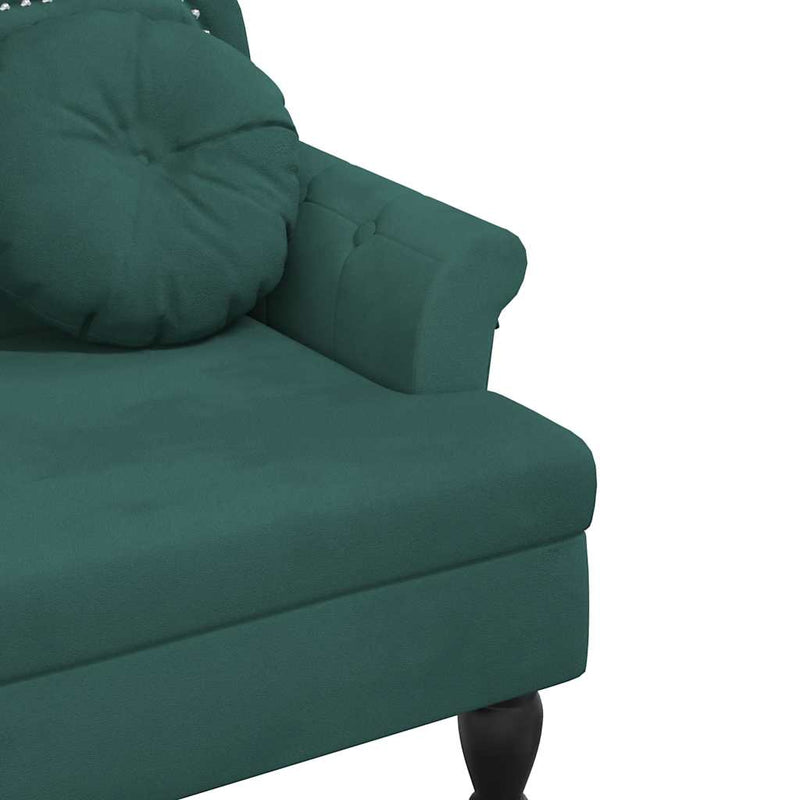 vidaXL sötétzöld bársony pad párnákkal 120,5 x 65 x 75 cm
