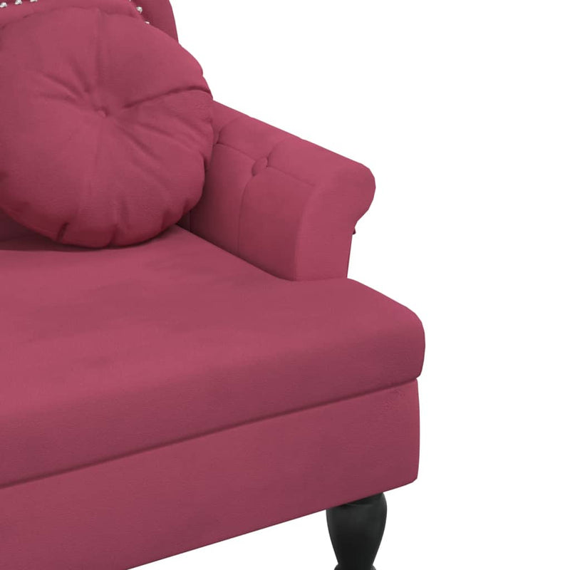 vidaXL bordó bársony pad párnákkal 120,5 x 65 x 75 cm