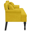 vidaXL sárga bársony pad párnákkal 120,5 x 65 x 75 cm