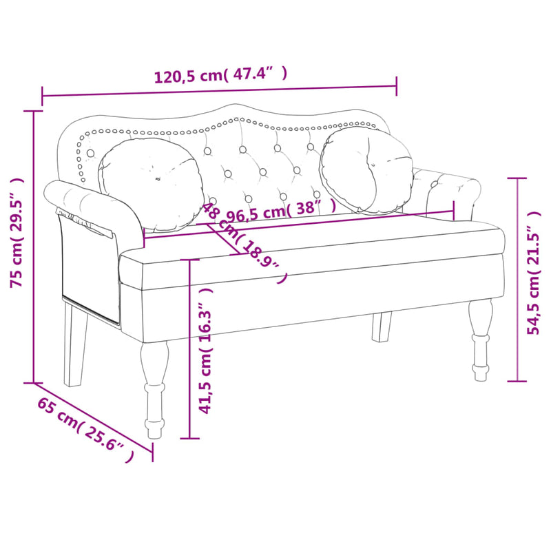 vidaXL sárga bársony pad párnákkal 120,5 x 65 x 75 cm