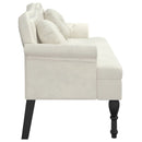 vidaXL krémszínű bársony pad párnákkal 120,5 x 65 x 75 cm