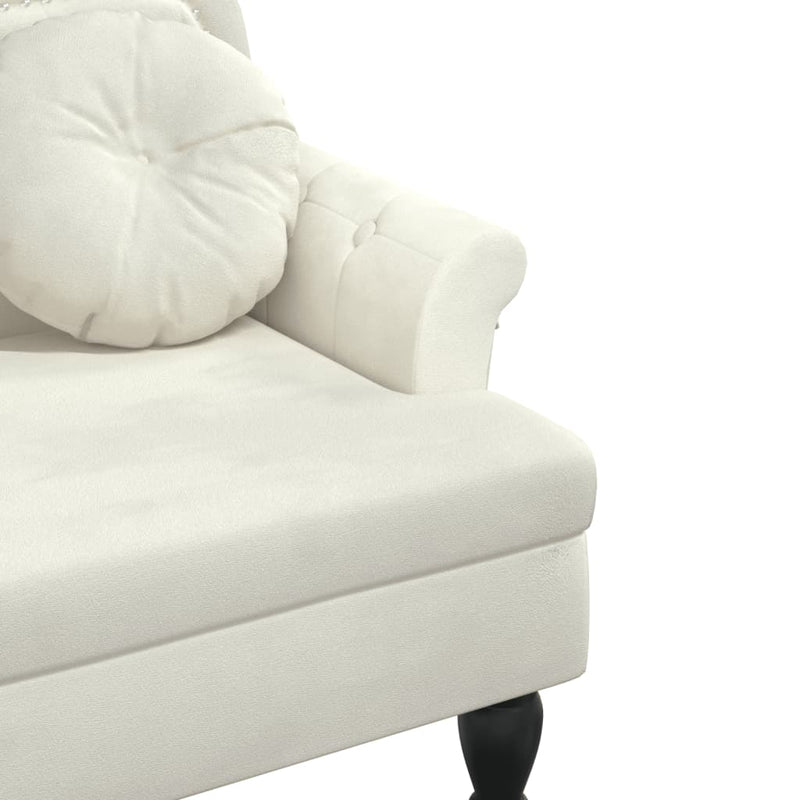 vidaXL krémszínű bársony pad párnákkal 120,5 x 65 x 75 cm
