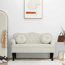vidaXL krémszínű bársony pad párnákkal 120,5 x 65 x 75 cm