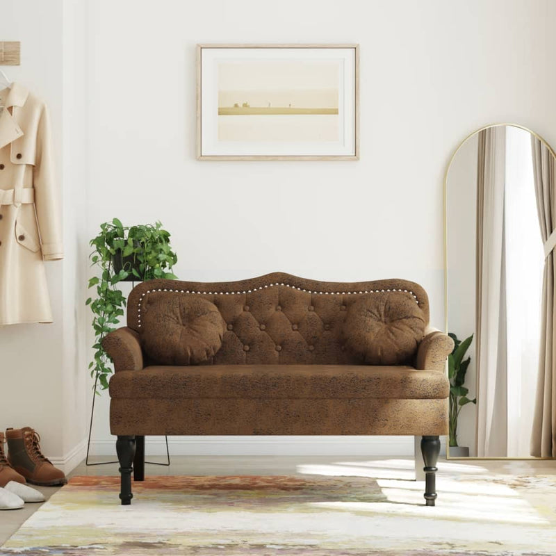 vidaXL barna műbőr pad párnákkal 120,5 x 65 x 75 cm