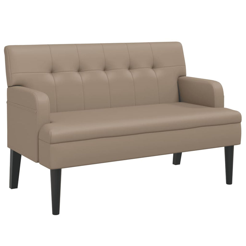 vidaXL cappuccino-színű műbőr pad háttámlával 112x65,5x75 cm