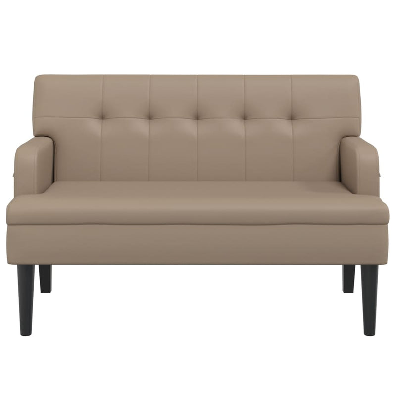 vidaXL cappuccino-színű műbőr pad háttámlával 112x65,5x75 cm