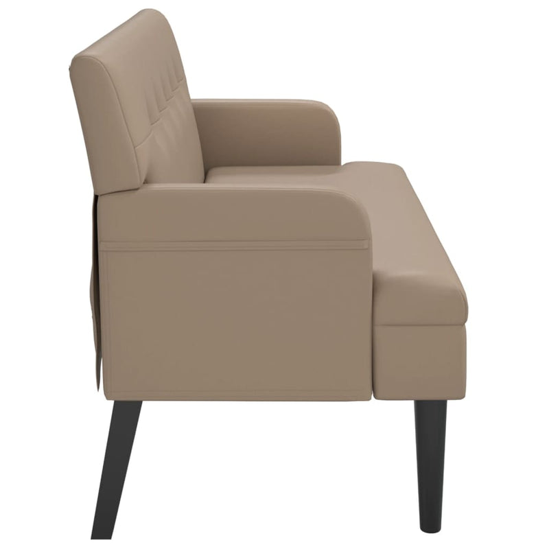 vidaXL cappuccino-színű műbőr pad háttámlával 112x65,5x75 cm