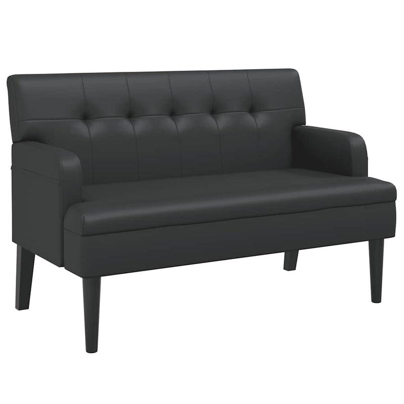 vidaXL fekete műbőr pad háttámlával 112 x 65,5 x 75 cm