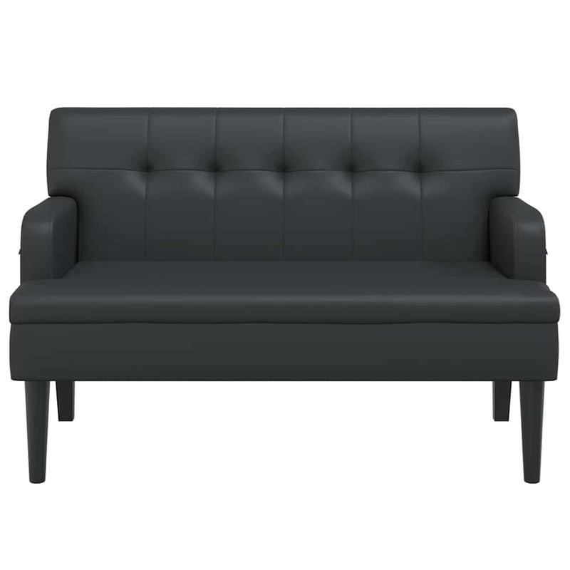 vidaXL fekete műbőr pad háttámlával 112 x 65,5 x 75 cm