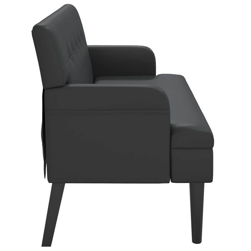 vidaXL fekete műbőr pad háttámlával 112 x 65,5 x 75 cm