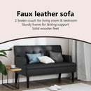 vidaXL fekete műbőr pad háttámlával 112 x 65,5 x 75 cm