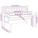 vidaXL világosszürke bársony pad háttámlával 119,5 x 64,5 x 75 cm