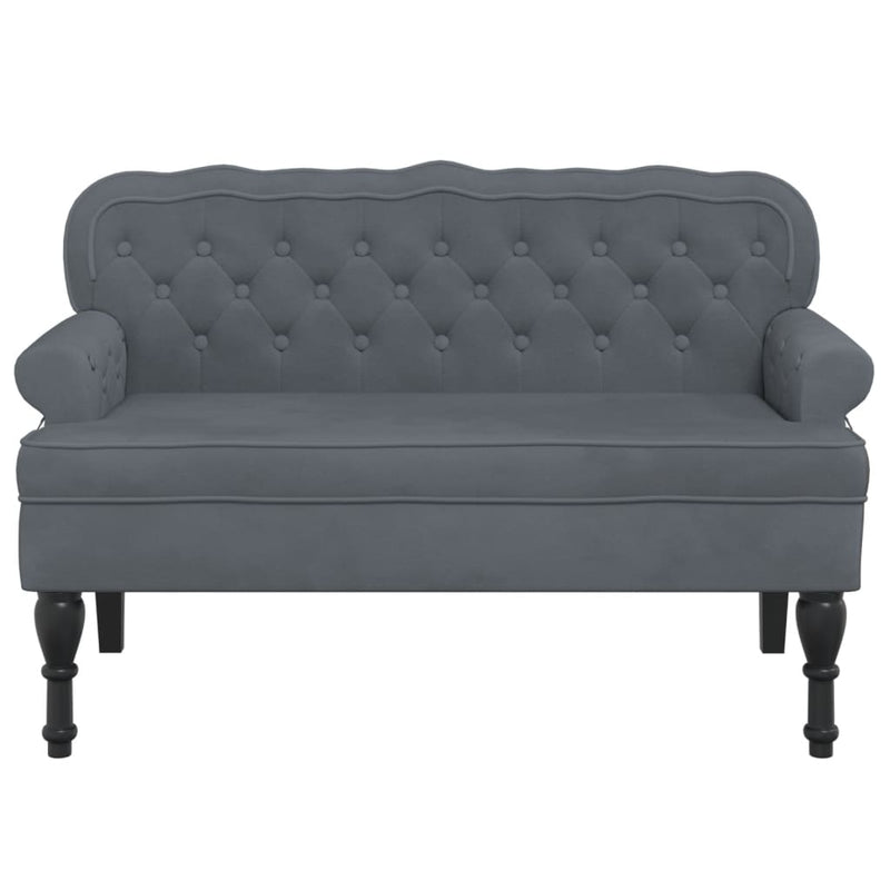 vidaXL sötétszürke bársony pad háttámlával 119,5 x 64,5 x 75 cm
