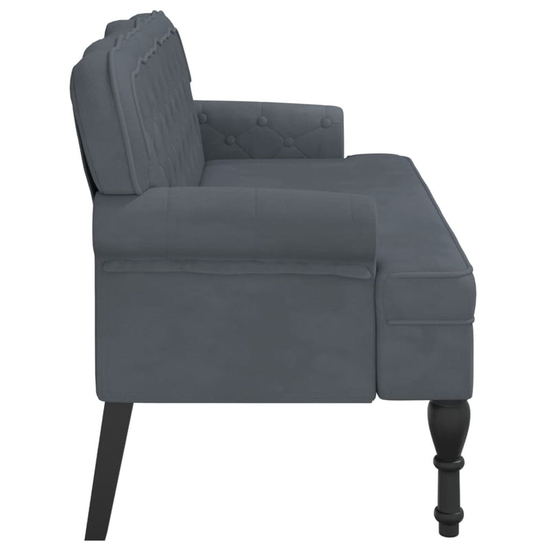 vidaXL sötétszürke bársony pad háttámlával 119,5 x 64,5 x 75 cm