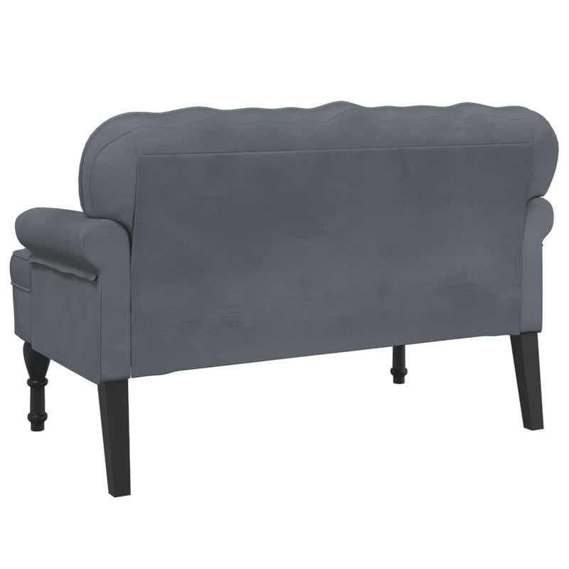 vidaXL sötétszürke bársony pad háttámlával 119,5 x 64,5 x 75 cm